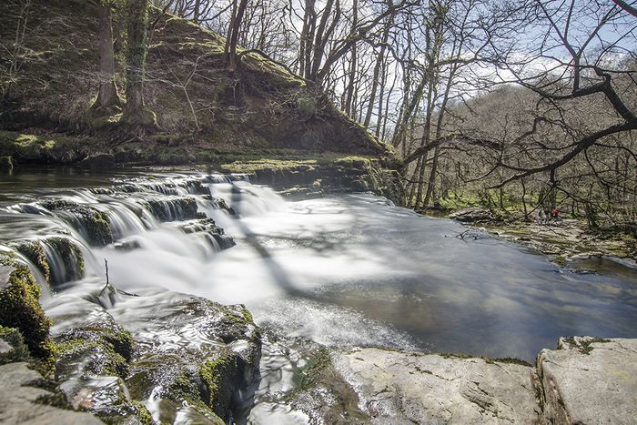waterfalls at Pont Melin Fach in the vale of Neath Brecon Beacons Powys